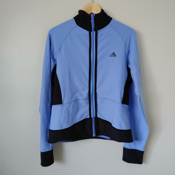 Adidas Reversible Jacket Climalite Size Large Cornflower Blue Black - Picture 4 of 16